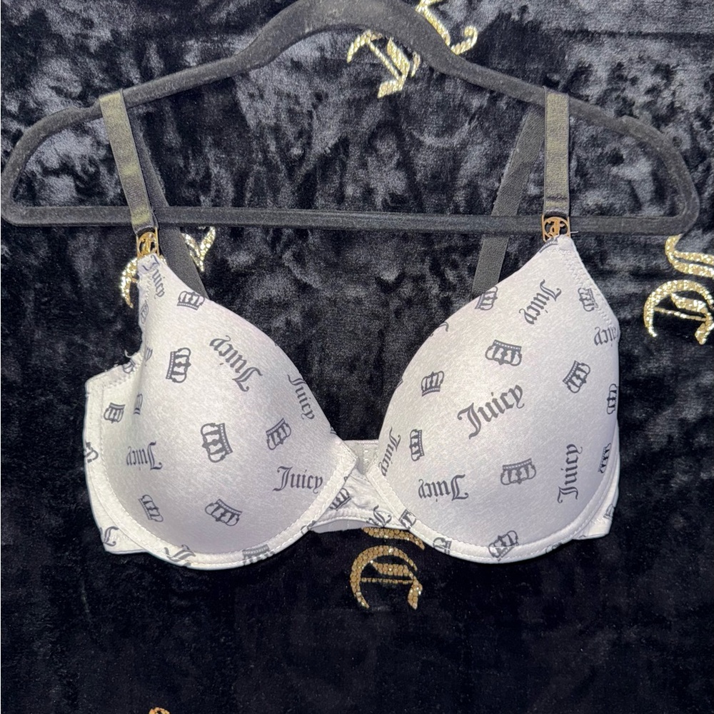 Juicy Couture Gray and Black Patterned Bra